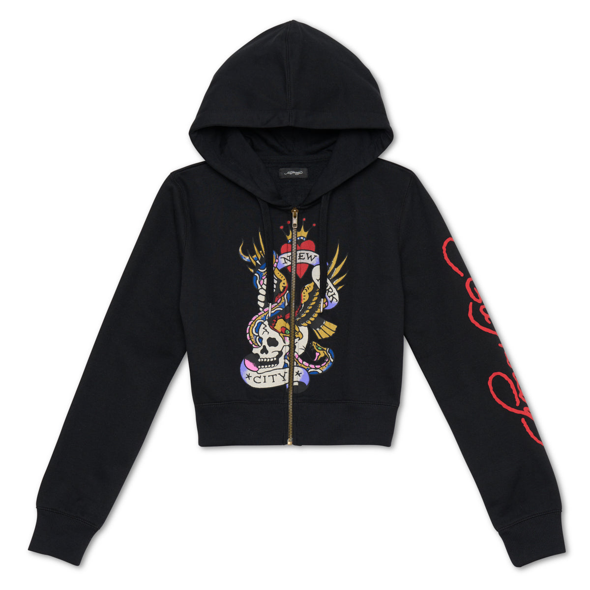 Nyc Skull Cropped Hoodie BLACK | Ed Hardy