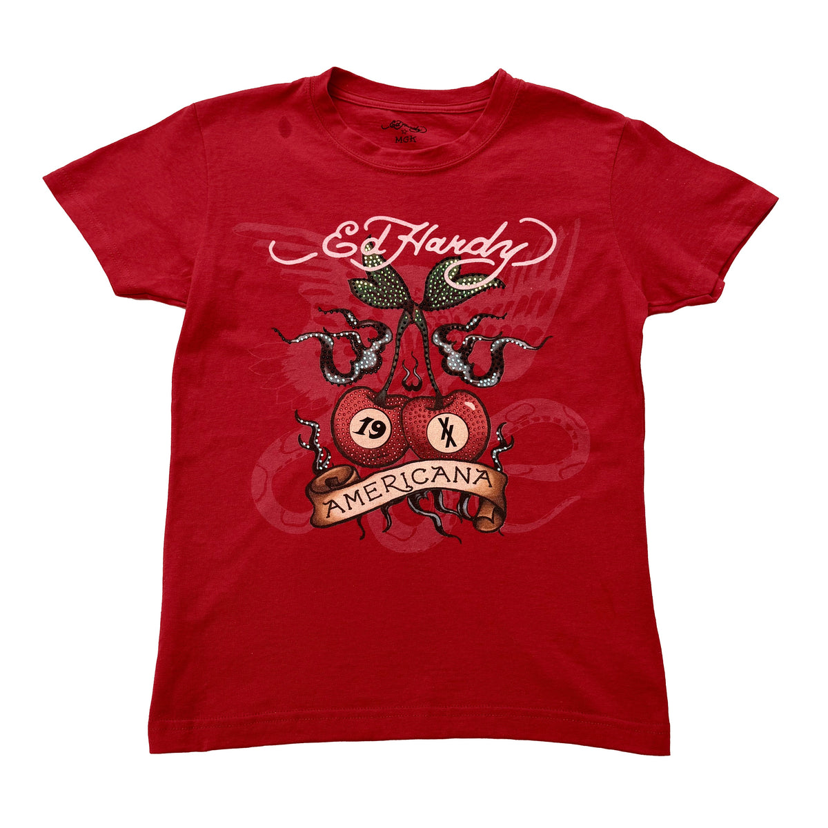 Cherries Rhinestone Cap Sleeve Tee CHERRY | Ed Hardy