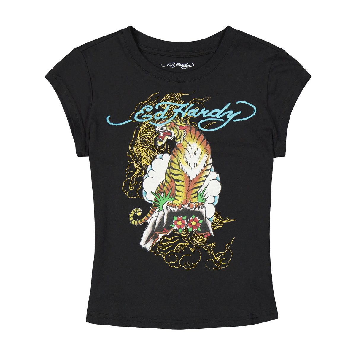 Tiger Mountain Cap Sleeve Tee BLACK | Ed Hardy