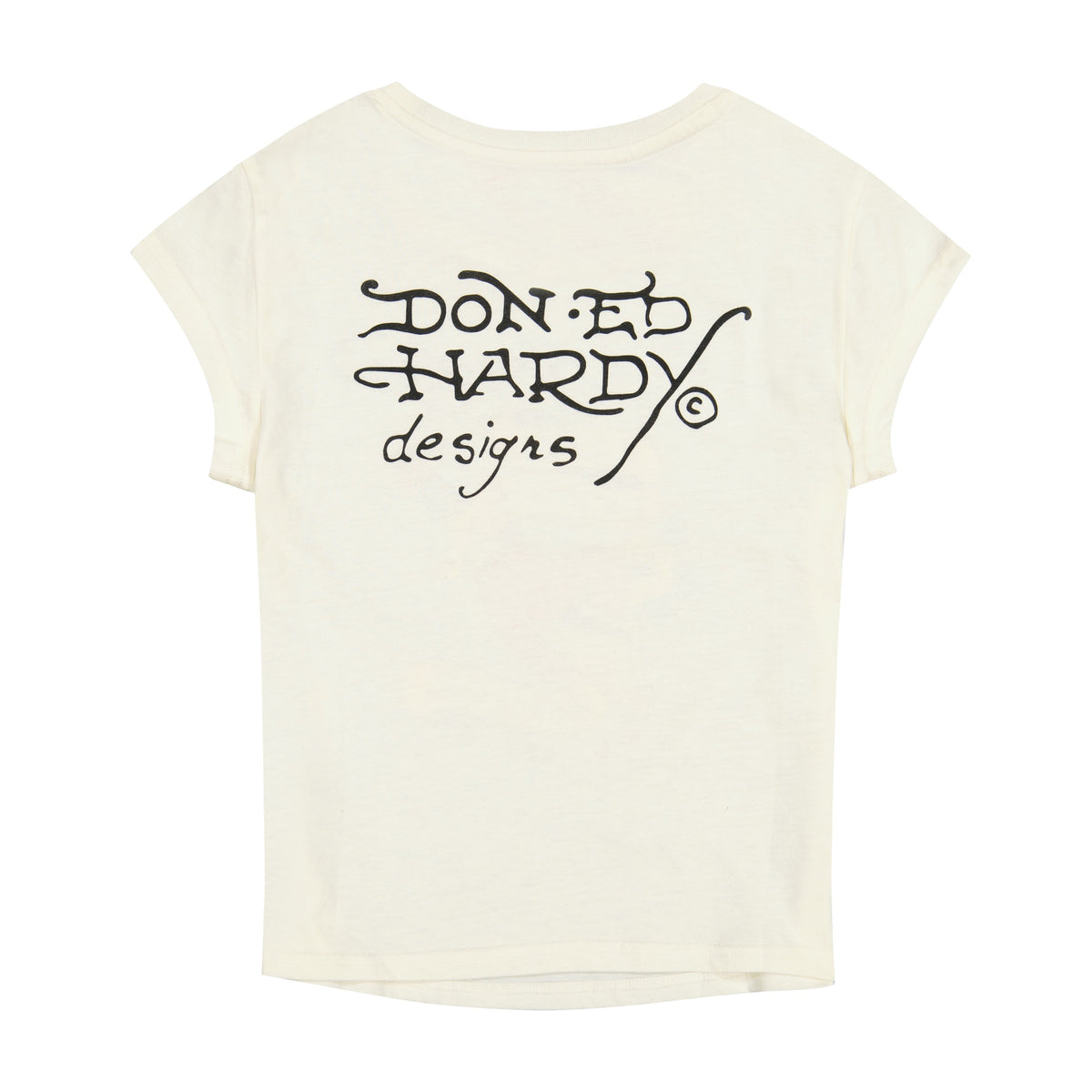 Heart Sword Rhinestone Cap Sleeve Tee Ivory | Ed Hardy
