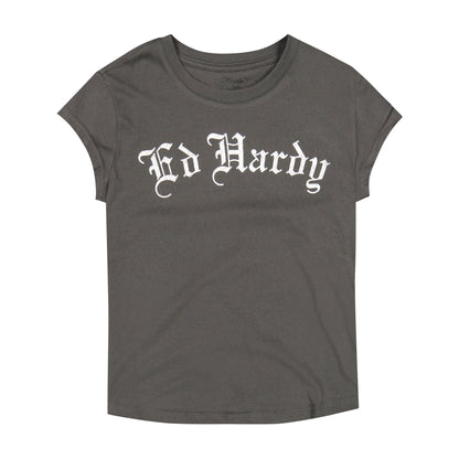 NY Eagle Cap Sleeve Tee CHARCOAL | Ed Hardy