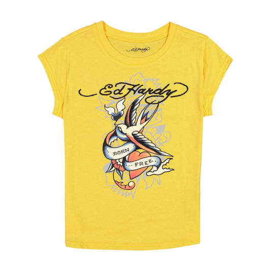 Swallow Cap Sleeve Tee PEACH | Ed Hardy