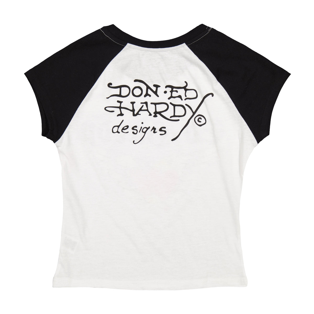 Heart Wings Raglan Cap Sleeve Tee BLACK / WHITE | Ed Hardy