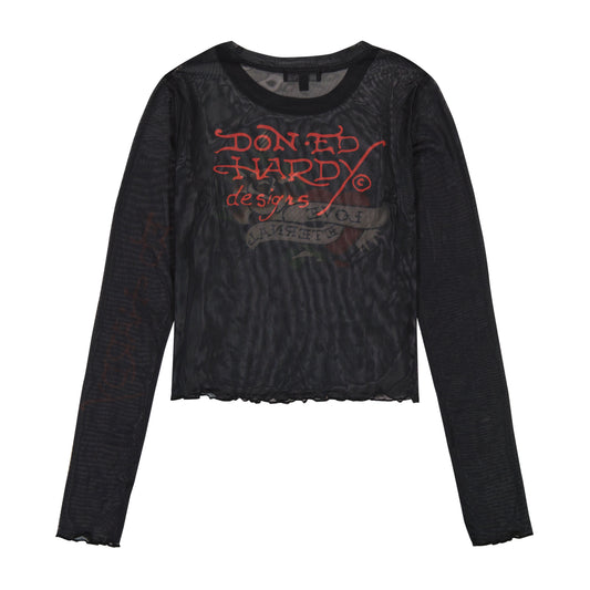 Mesh Love Eternal Long Sleeve Black | Ed Hardy