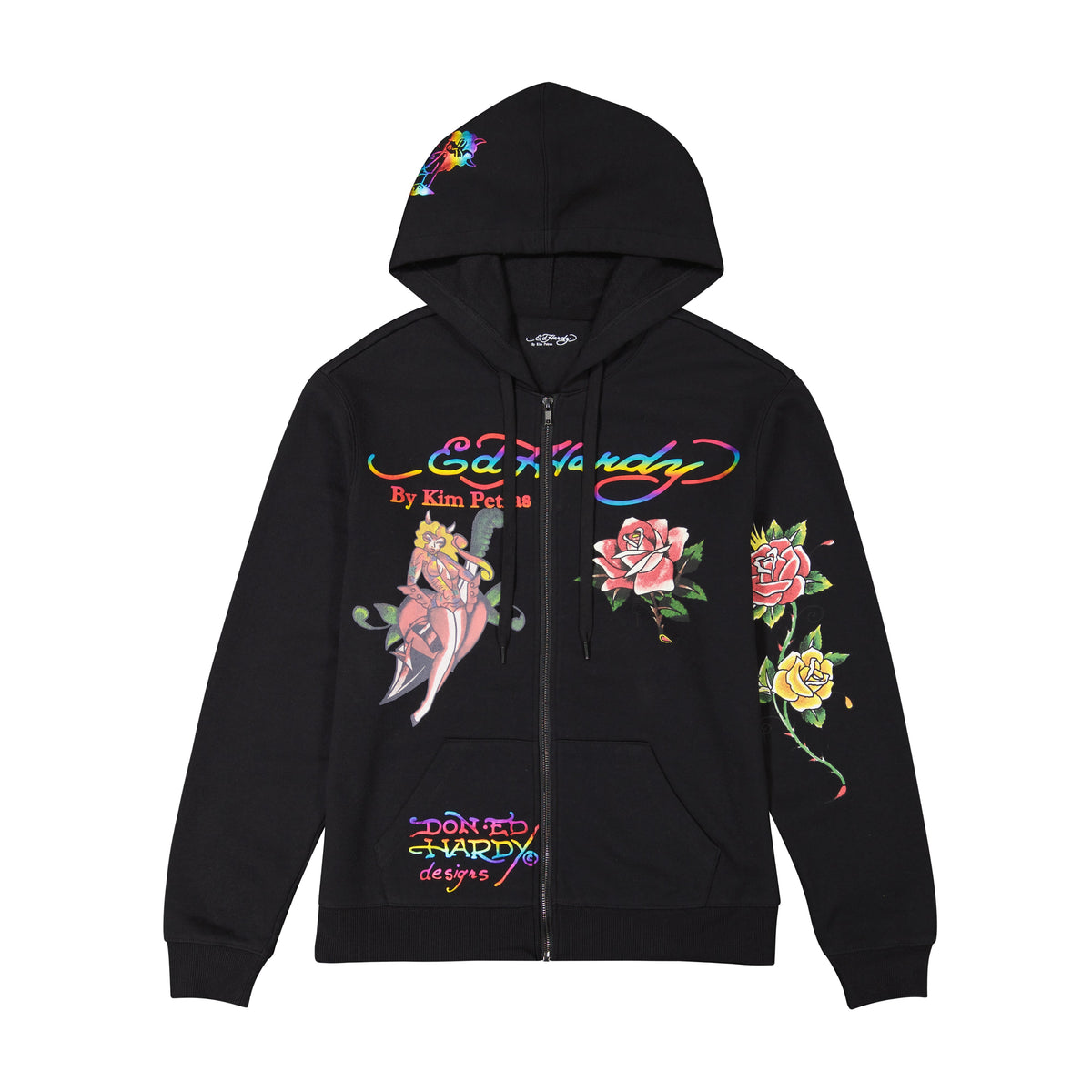 Dagger Girl Zip Front Hoodie Black | Ed Hardy