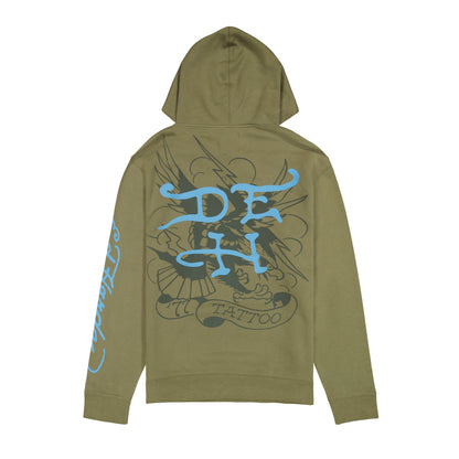 Crouching Panther Mens Hoodie LT OLIVE | Ed Hardy