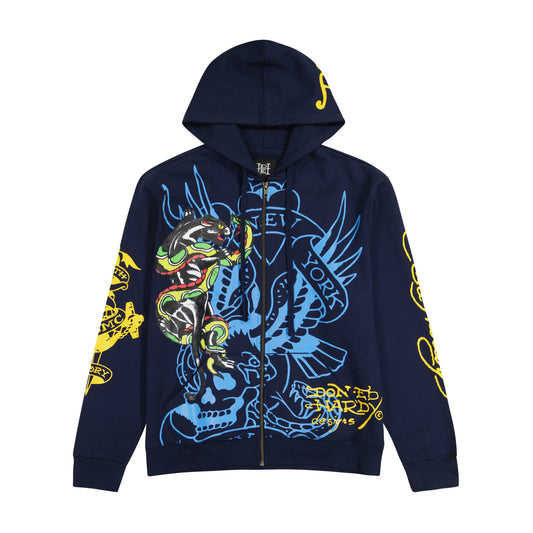 Panther Bulldog Hoodie MIDNIGHT | Ed Hardy