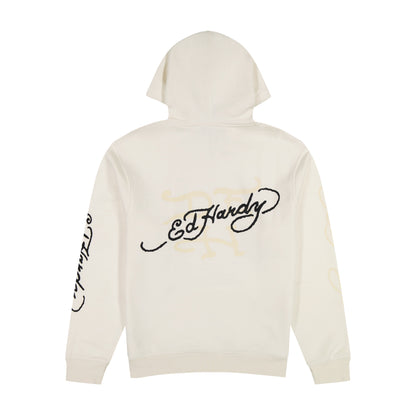 Japan Dragon Ivory Pullover Hoodie IVORY | Ed Hardy