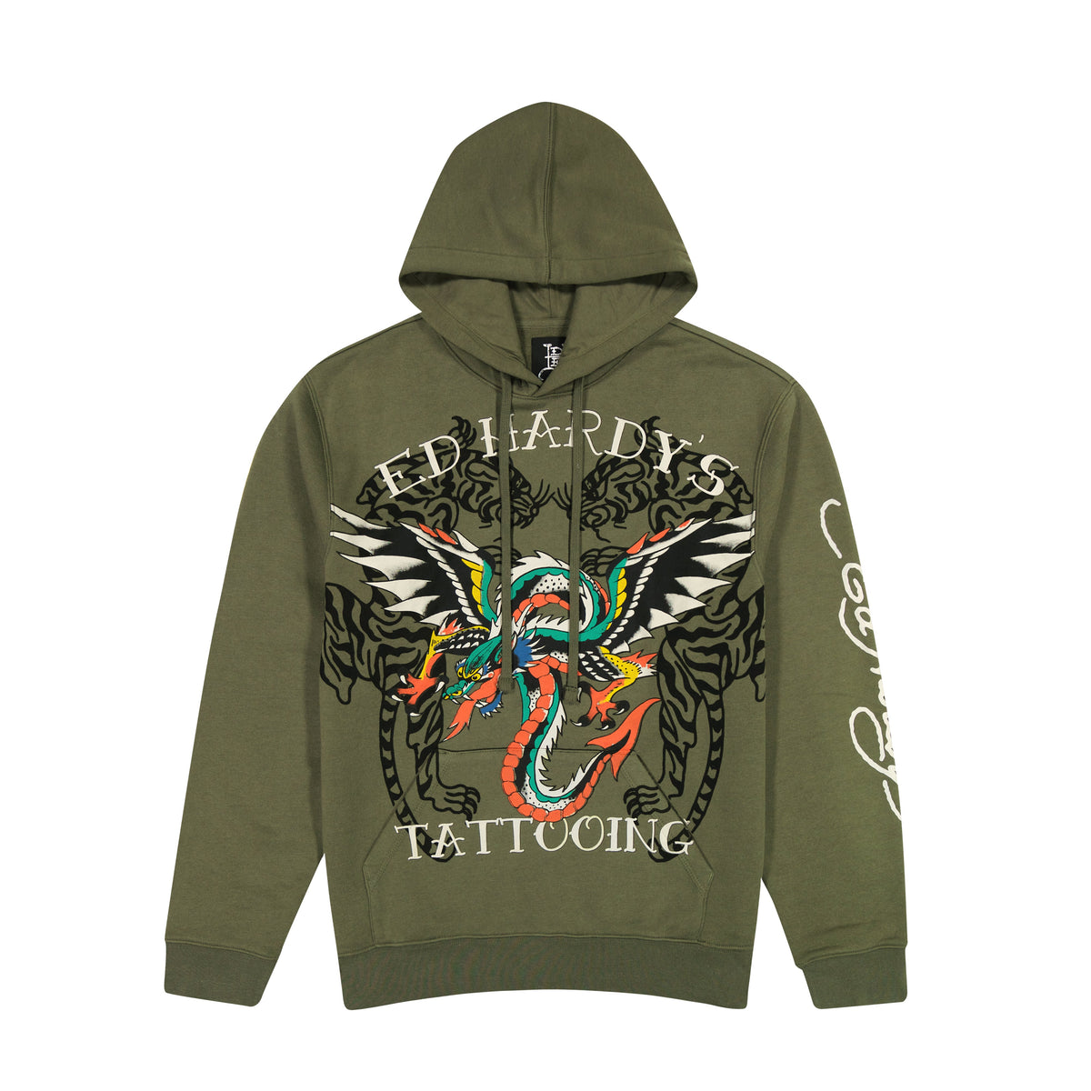 Dragon Wings Olive Pullover Hoodie OLIVE | Ed Hardy