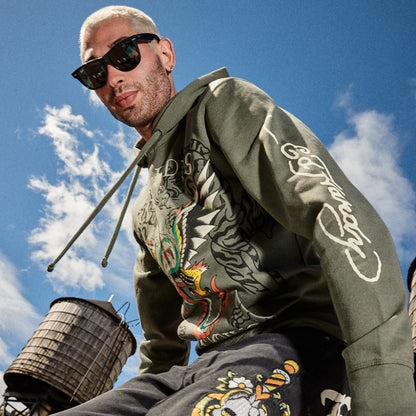 Dragon Wings Olive Pullover Hoodie OLIVE | Ed Hardy