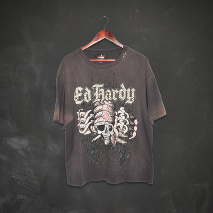Pirate Boxy Tee SUNFADE GREY | Ed Hardy