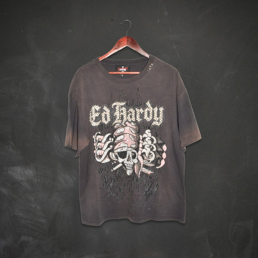 Pirate Boxy Tee SUNFADE GREY | Ed Hardy