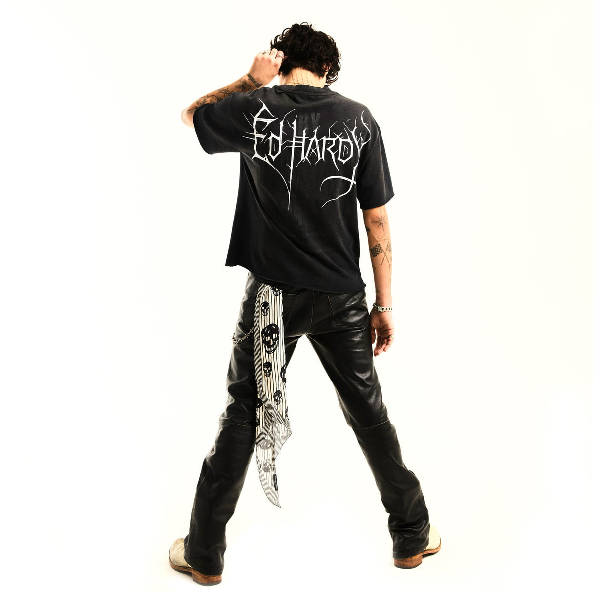 Cross Cropped Mens Boxy Tee VTG BLACK | Ed Hardy