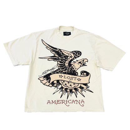Lost Eagle Rhinestone Boxy Tee CREAM | Ed Hardy