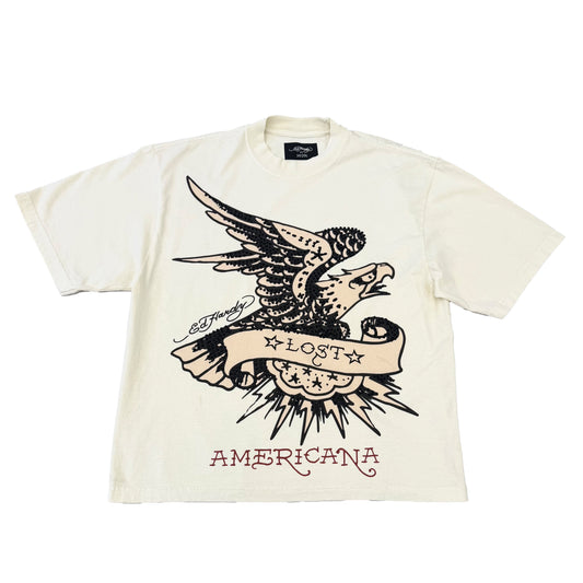 Lost Eagle Rhinestone Boxy Tee CREAM | Ed Hardy