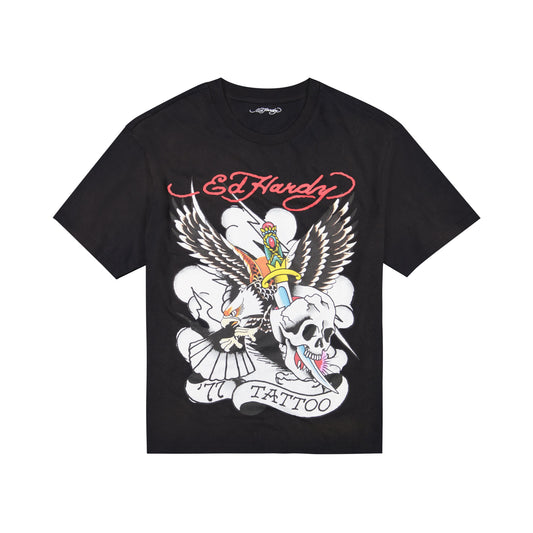 77 Eagle Boxy Tee VTG BLACK | Ed Hardy