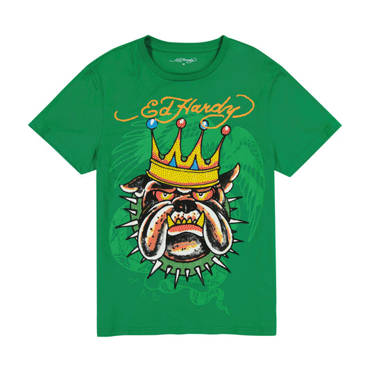 Bulldog Tee GREEN | Ed Hardy