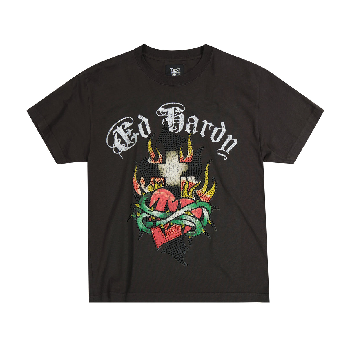 Limited Edition - Rhinestone Sacred Heart Tee CHARCOAL | Ed Hardy