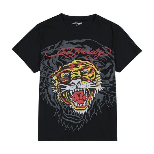 Layered Tiger Tee Faded Black | Ed Hardy