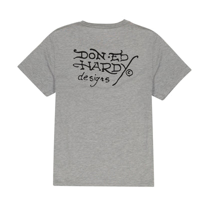 Rhinestone Skull Snake Tee Heather Gray | Ed Hardy