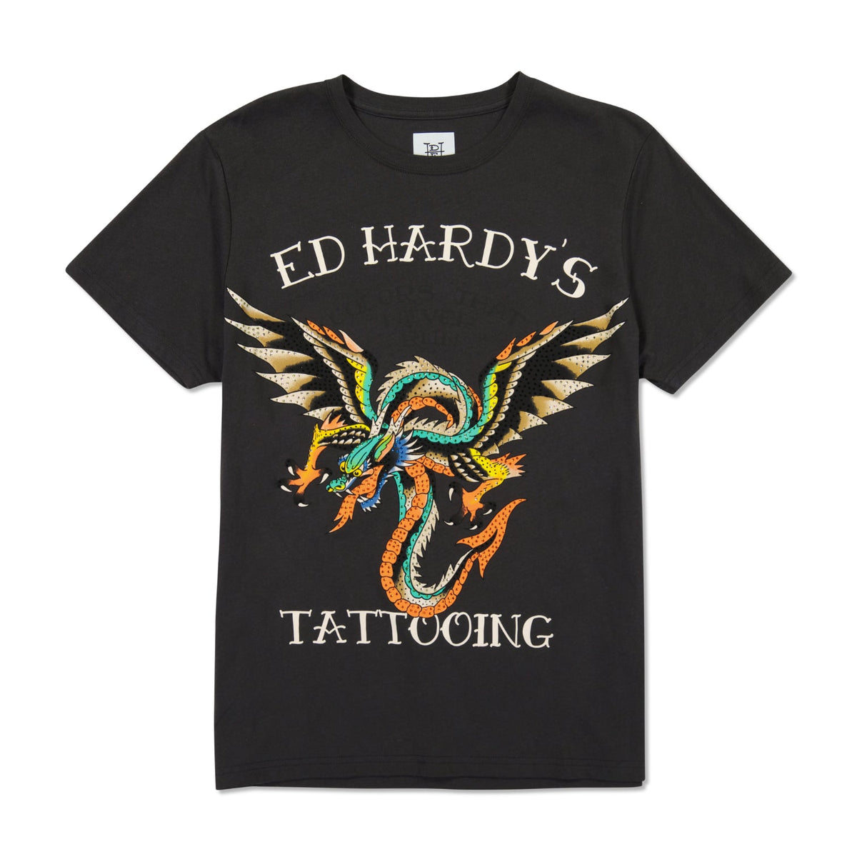Rhinestone Dragon Wings Faded Black | Ed Hardy