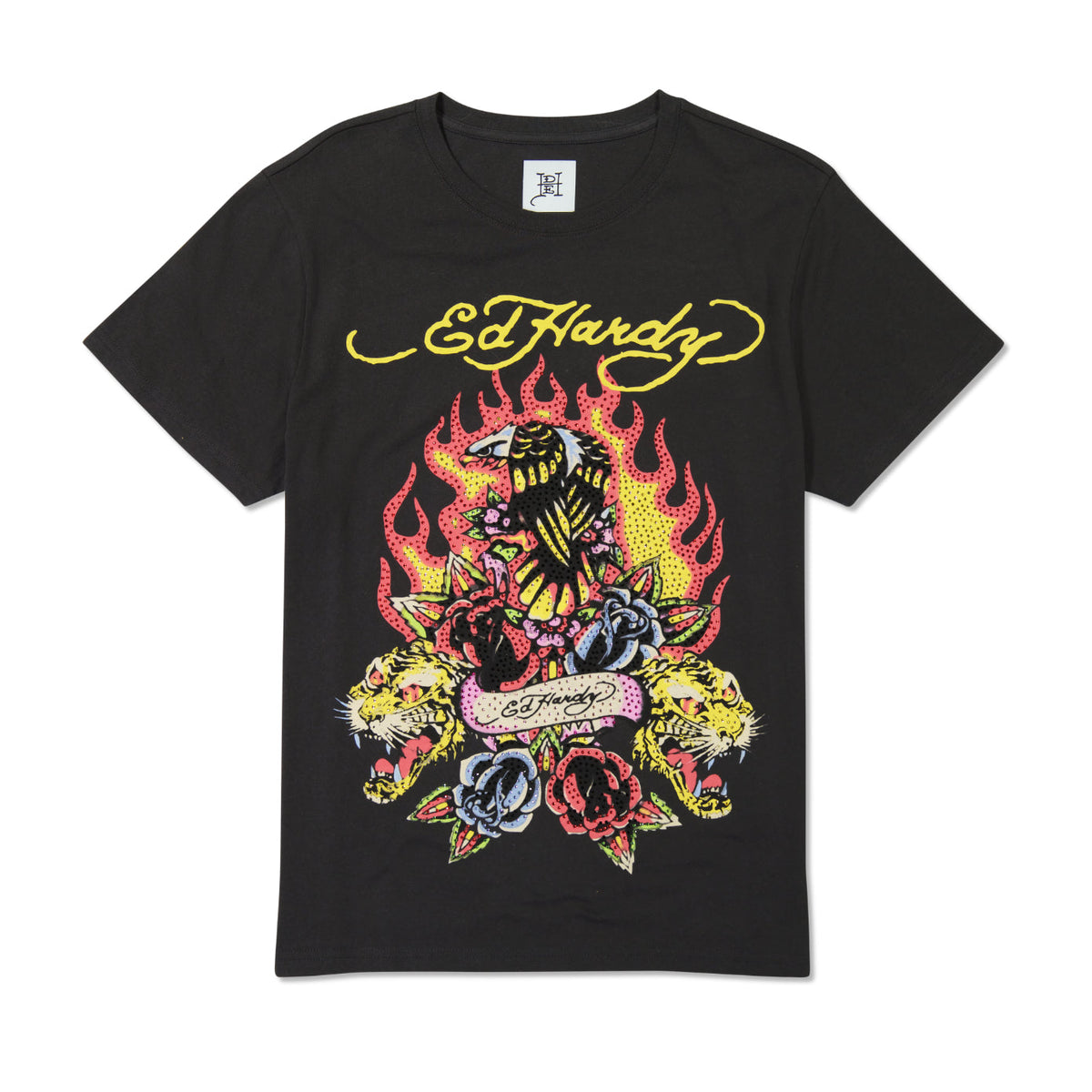 Rhinestone Fire Bird Faded Black | Ed Hardy