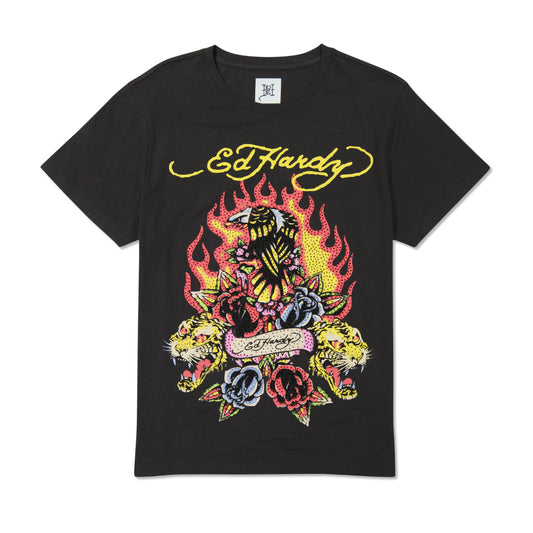 Rhinestone Fire Bird Faded Black | Ed Hardy