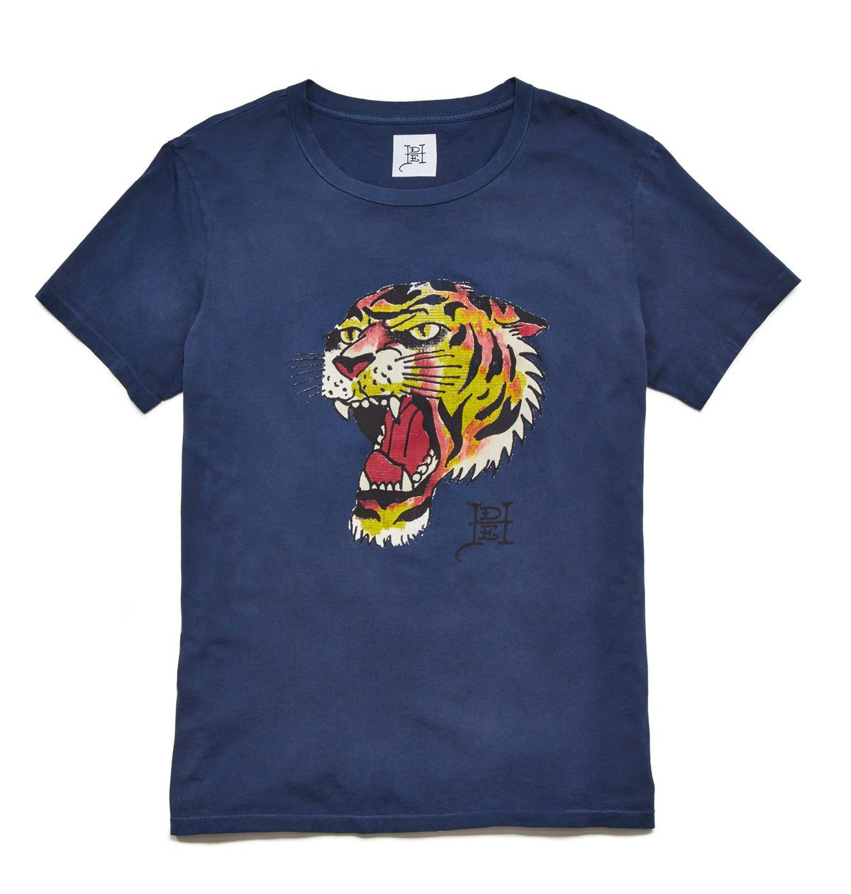 Tiger Head Washed T-Shirt Navy | Ed Hardy