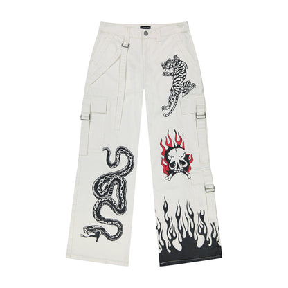 Fire Skull Baggy Twill Cargo IVORY | Ed Hardy