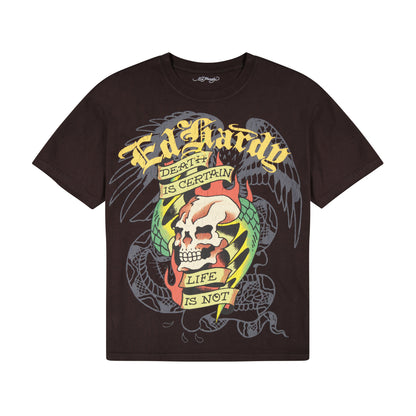 Wing Skull Boxy Tee VTG BLACK | Ed Hardy