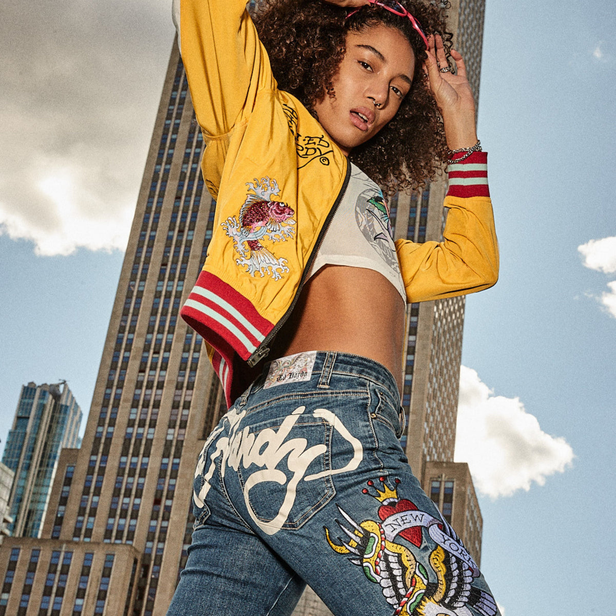 NYC Eagle Slim Flare Jean Med Vintage | Ed Hardy