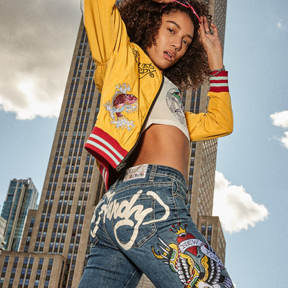 NYC Eagle Slim Flare Jean Med Vintage | Ed Hardy