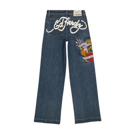 Brave Eagle Wide Leg Jean Med Vintage | Ed Hardy