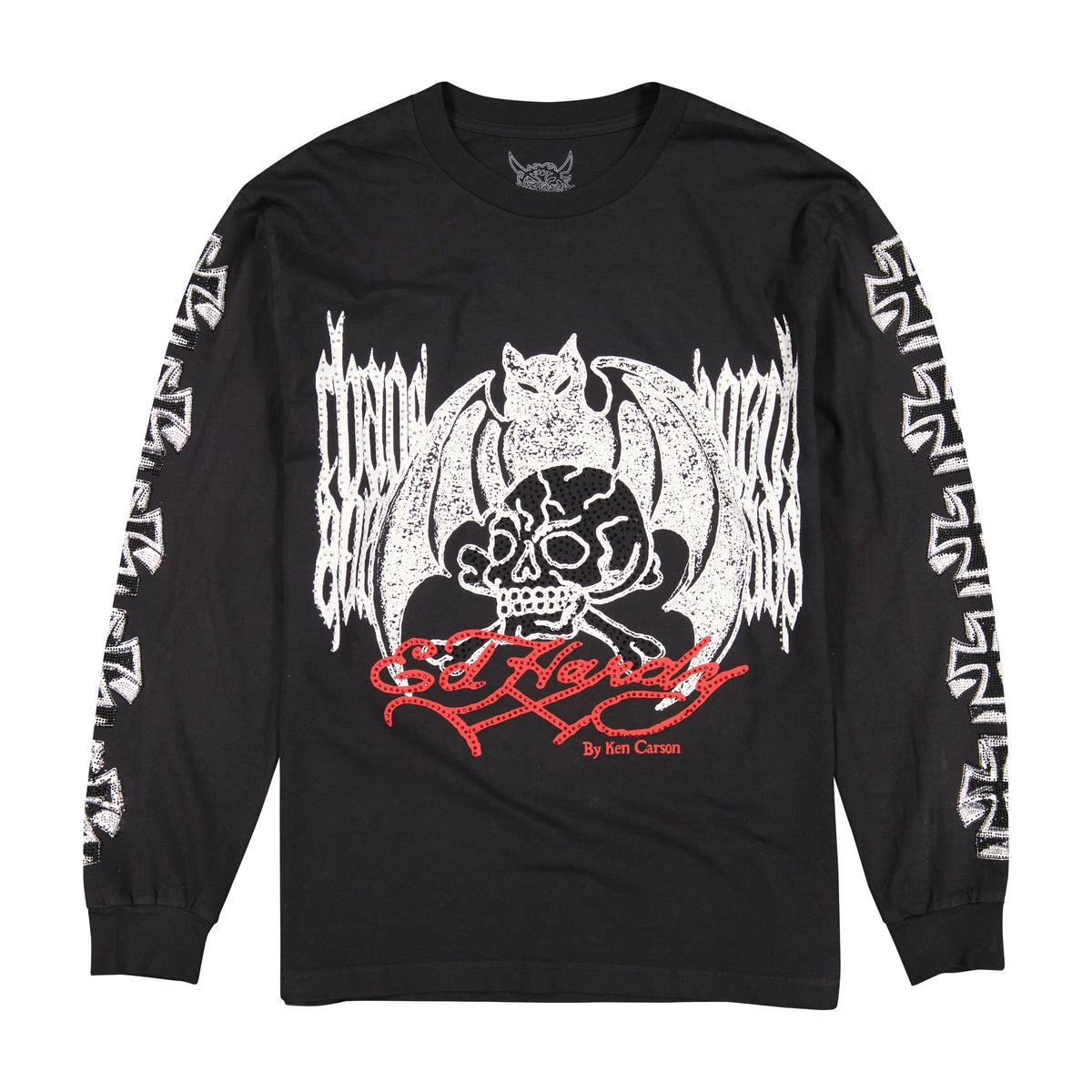 Chaos Rhinestone Ls Tee Black | Ed Hardy