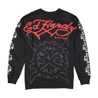 Chaos Rhinestone Ls Tee Black | Ed Hardy