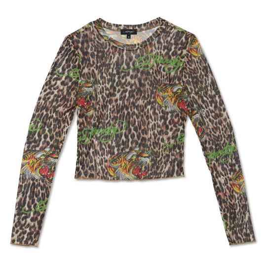 Power Mesh Tiger Leopard L/S LEOPARD | Ed Hardy