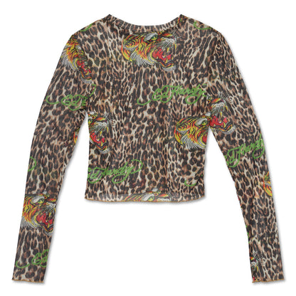Power Mesh Tiger Leopard L/S LEOPARD | Ed Hardy