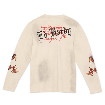 Limited Edition Rhinestone Dragon Ls Tee IVORY | Ed Hardy