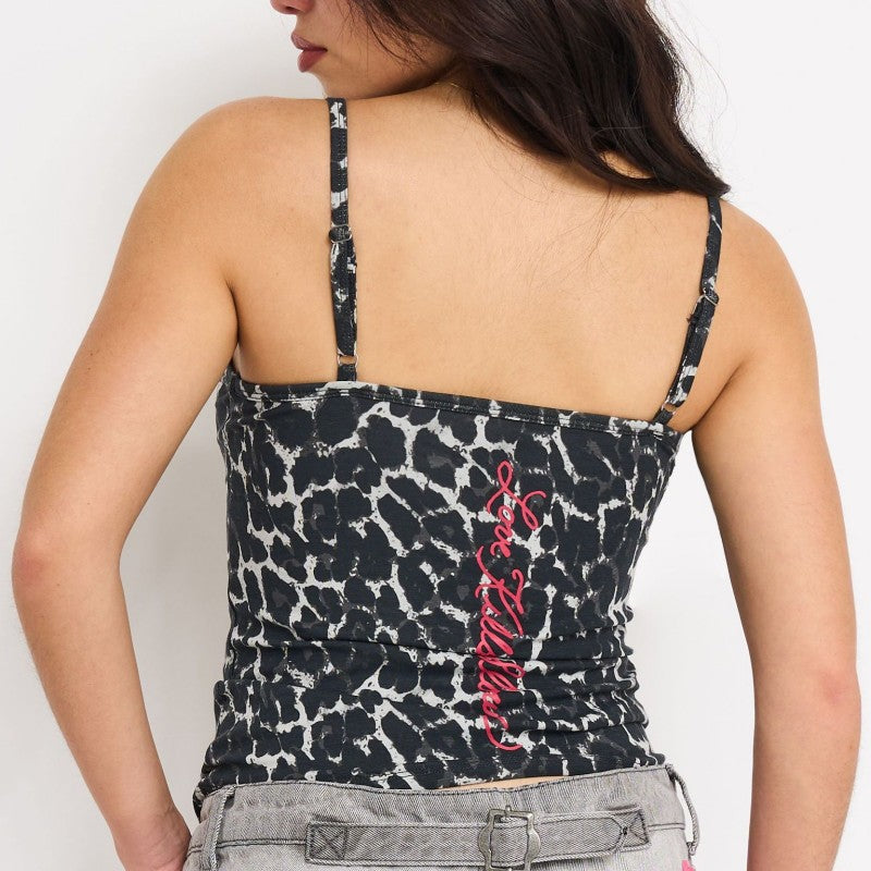 Panther Stretch Cotton Cami BLACK LEOPARD | Ed Hardy
