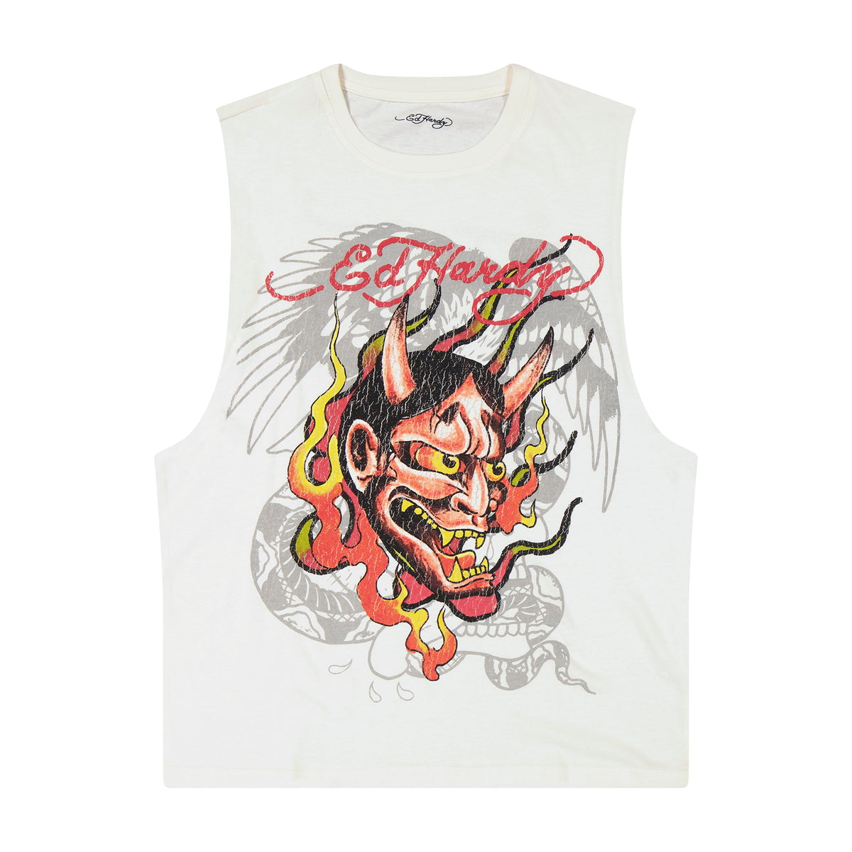 Demon Mens Cut Off Tee VTG IVORY | Ed Hardy