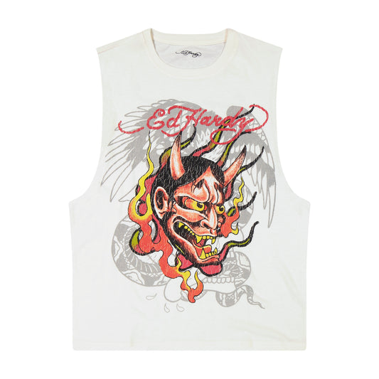 Demon Mens Cut Off Tee VTG IVORY | Ed Hardy