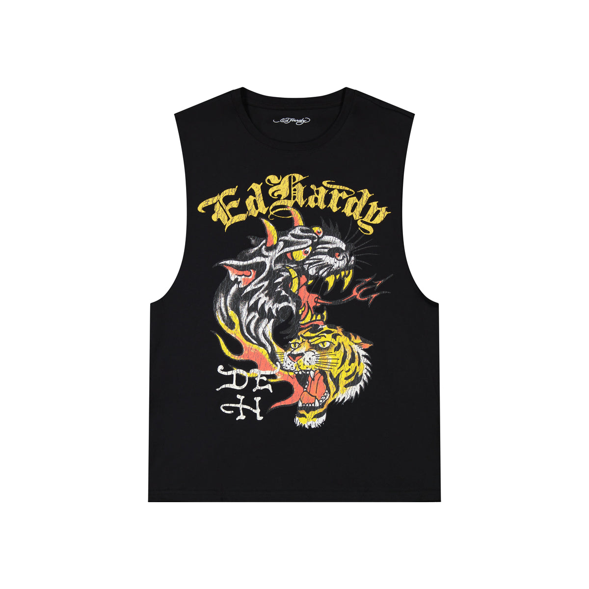 Tiger Panther Mens Cut Off Tee VTG BLACK | Ed Hardy