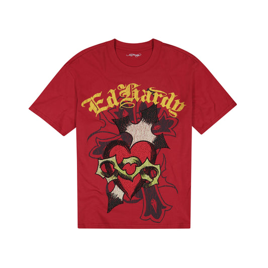 Sacred Heart Boxy Tee - Tango Red TANGO RED | Ed Hardy