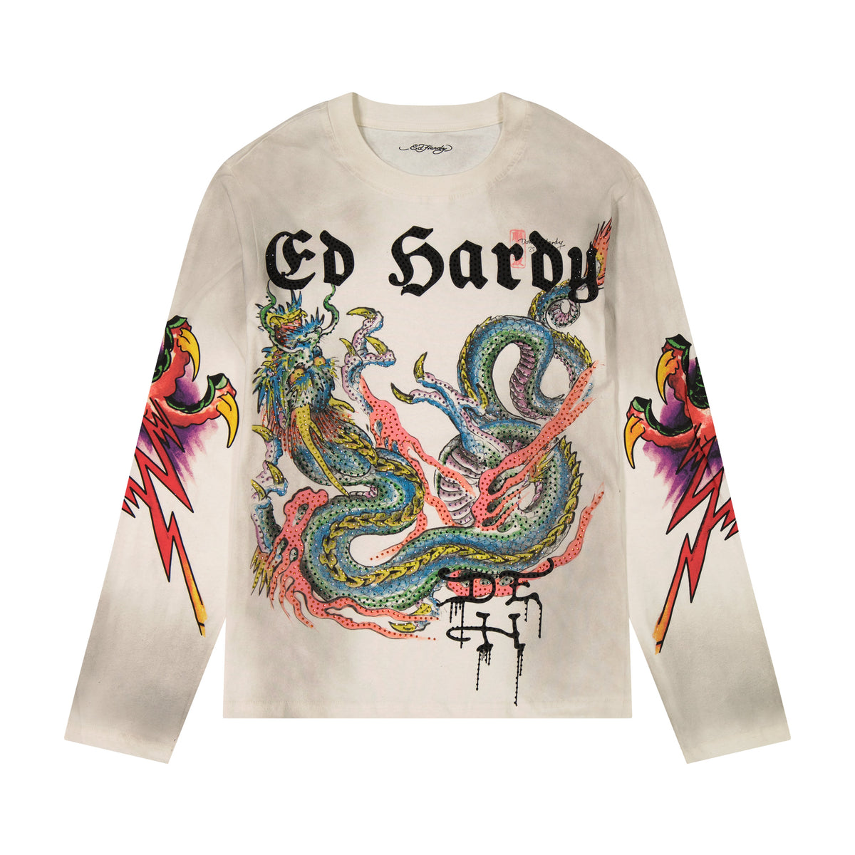 Dragons LS Tee VTG IVORY | Ed Hardy
