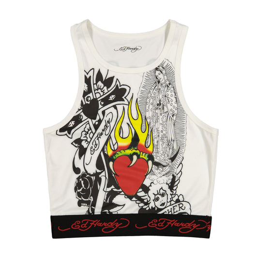 Sacred Heart Sport Tank WHITE | Ed Hardy