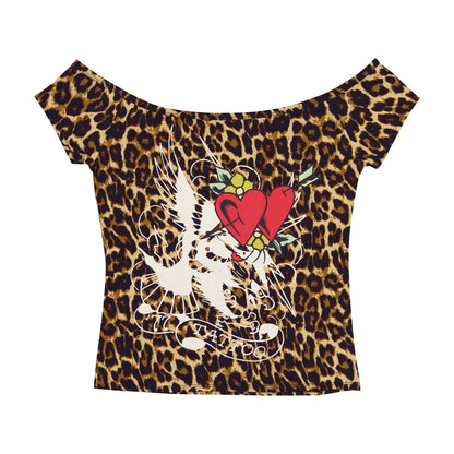 Hearts Off The Shoulder Top LEOPARD | Ed Hardy