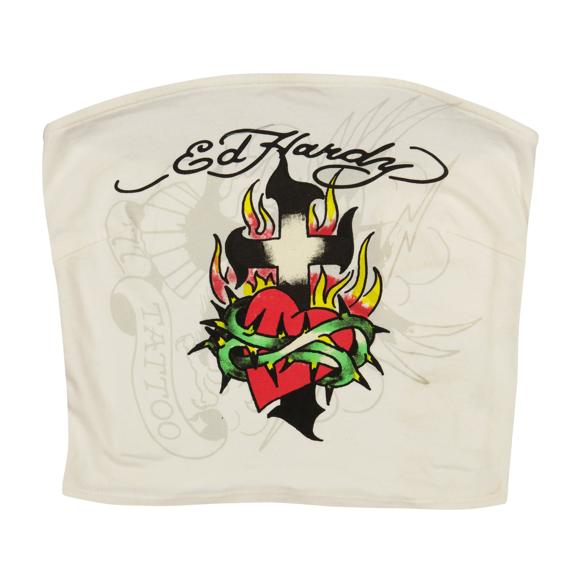Cross Heart Tube Top IVORY | Ed Hardy