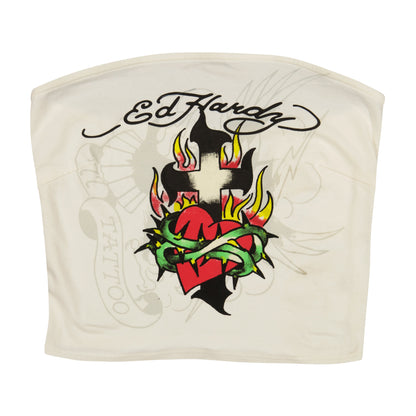 Cross Heart Tube Top IVORY | Ed Hardy