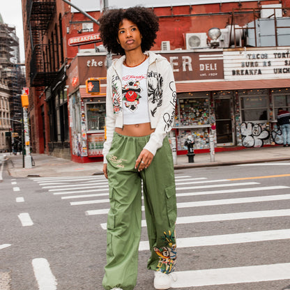 Peacock Poplin Cargo Pants ARMY GREEN | Ed Hardy