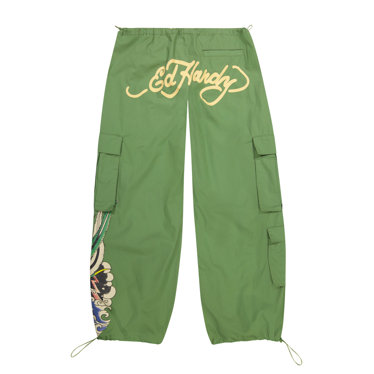 Peacock Poplin Cargo Pants ARMY GREEN | Ed Hardy